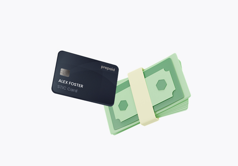 カードと現金を受け取る